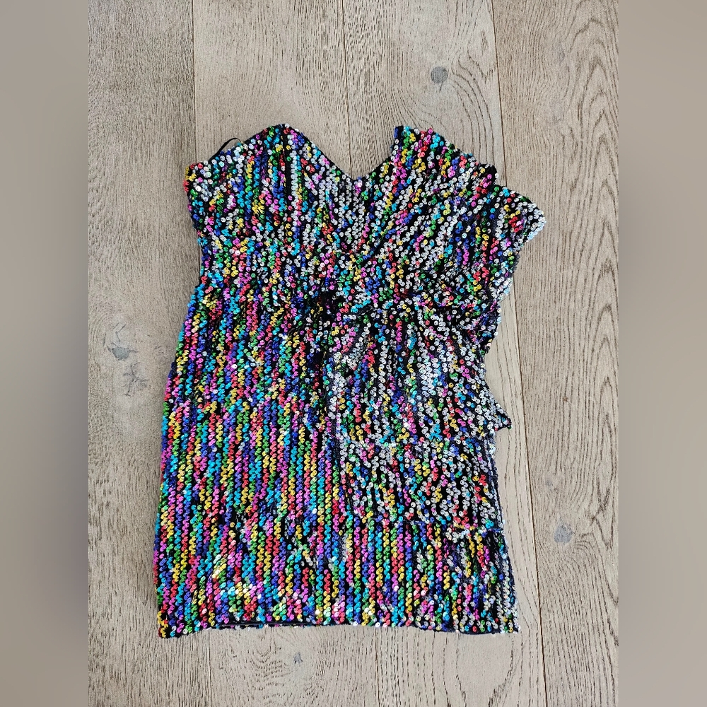 Forever 21 Contemporary Rainbow Colorful Sequin Mini Dress Size Small
